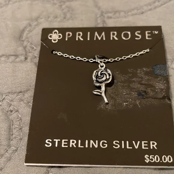 Primrose Sterling Silver Rose Necklace - Picture 3 of 4